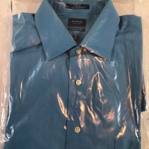 Arrow, Poplin Dress Shirt, Size: Large, Neck 16.5, Arm 32/33, classic fit, blue